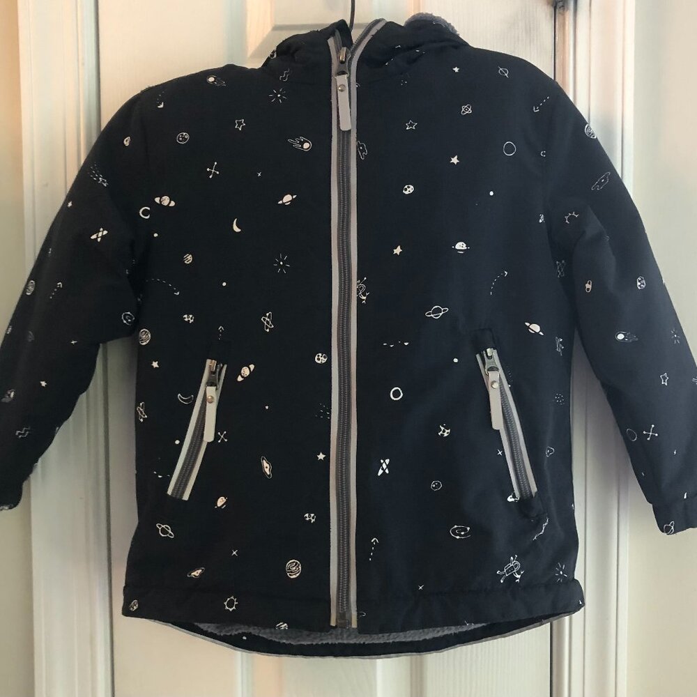 Hanna Anderson Boys Black Winter Puffer Jacket w/Hood Size 100 sm. US4